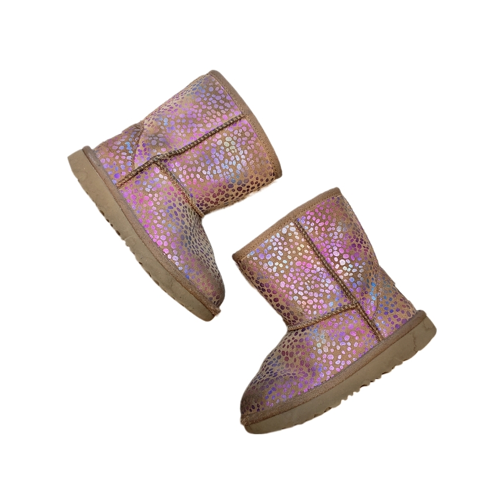 Ugg 9 Toddler Metallic Rainbow Shimmery Classic II Spots Suede Boots